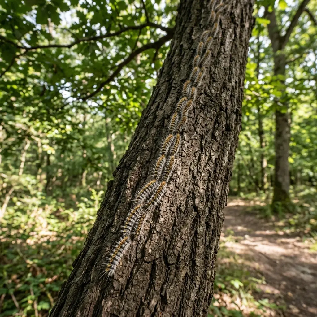 Situations fréquentes : nids dans les pins, larves au sol et risques allergiques