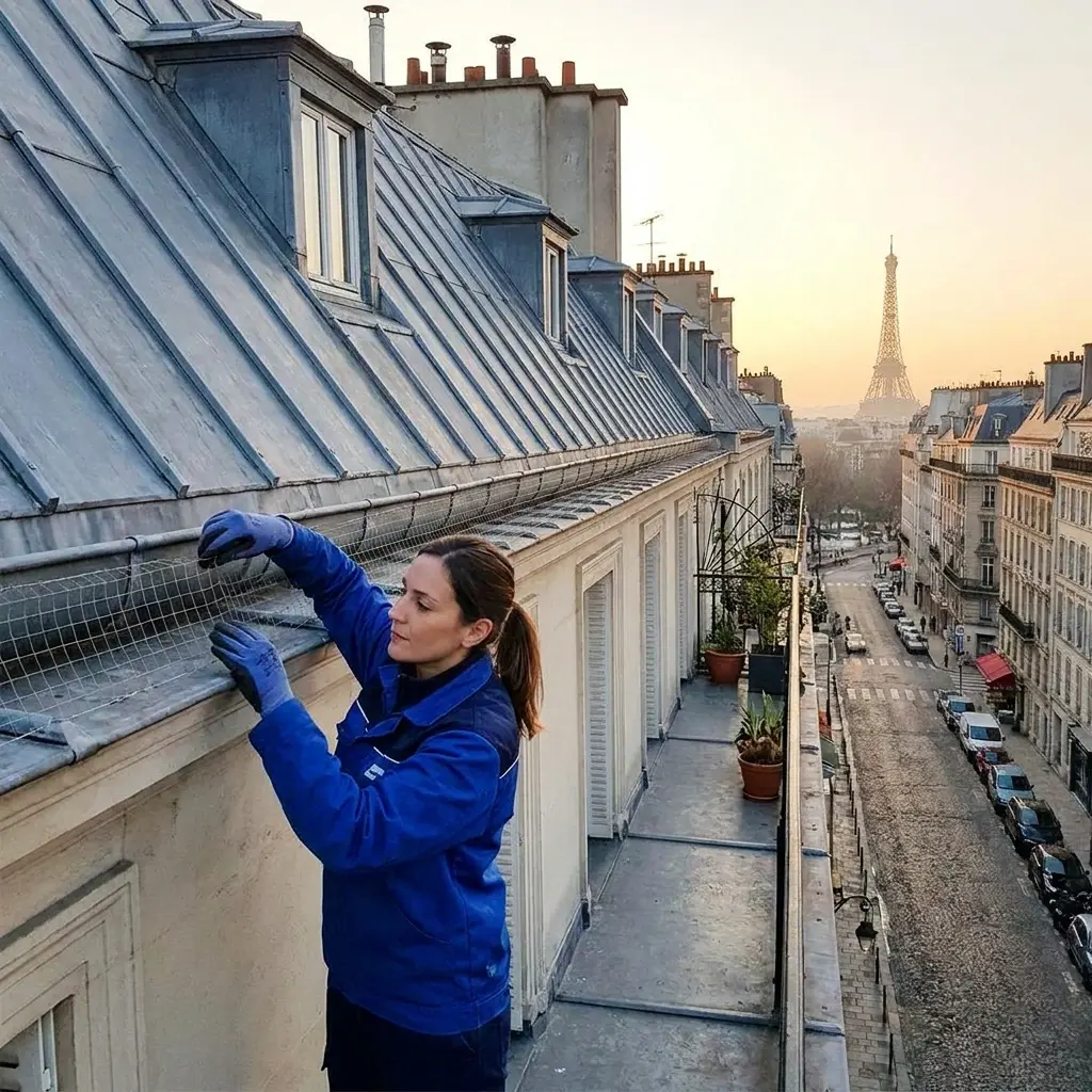 Situations courantes : nids sur toiture, rebords de fenêtres, conduits et balcons