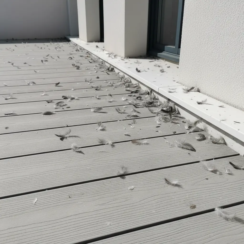 Plumes éparpillées au sol