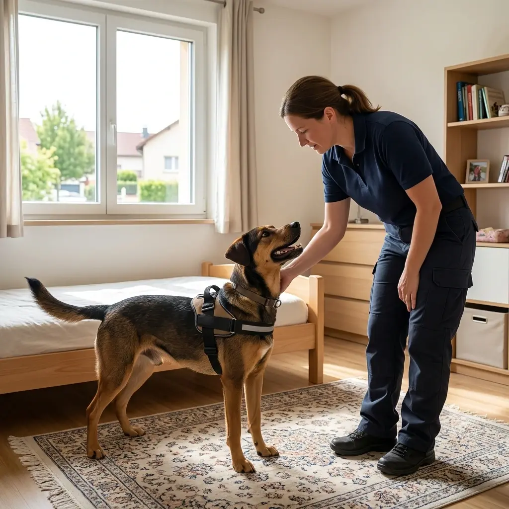 Comment se déroule la recherche canine à Théding ?