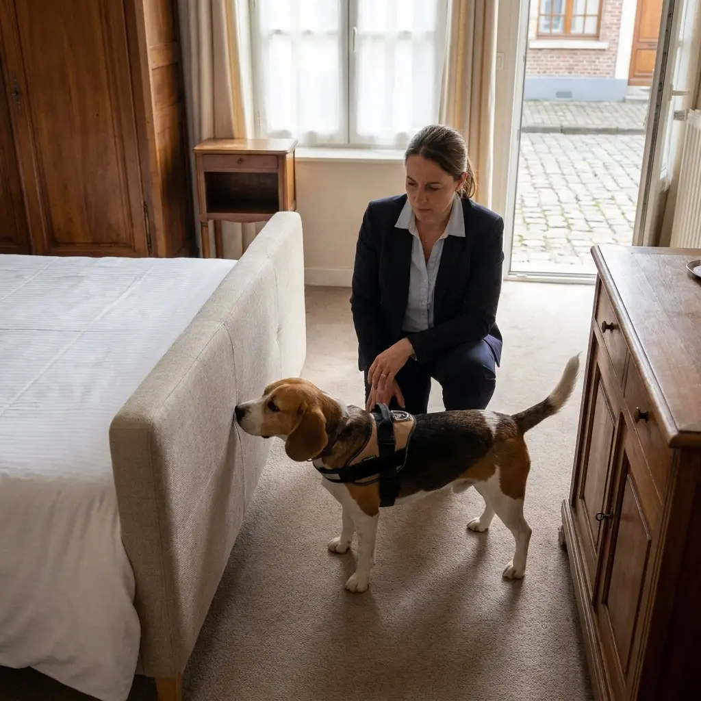 Comment réagir avant l'arrivée du chien expert à Abscon ?