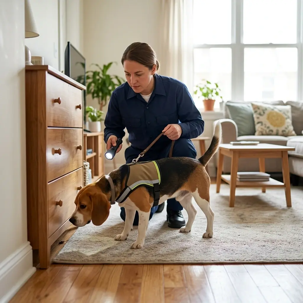 Comment notre équipe réalise la détection canine punaises de lit