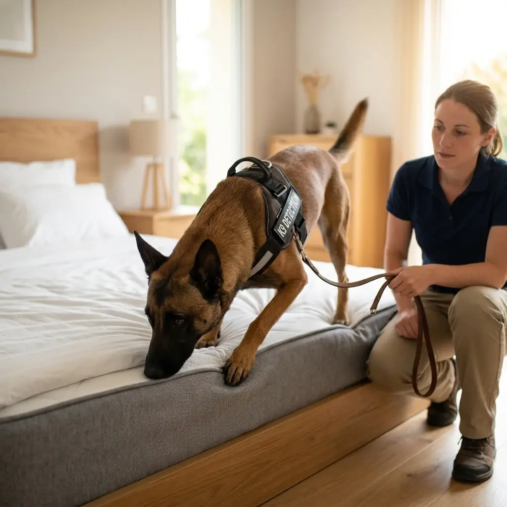 Le processus technique de détection canine sur site