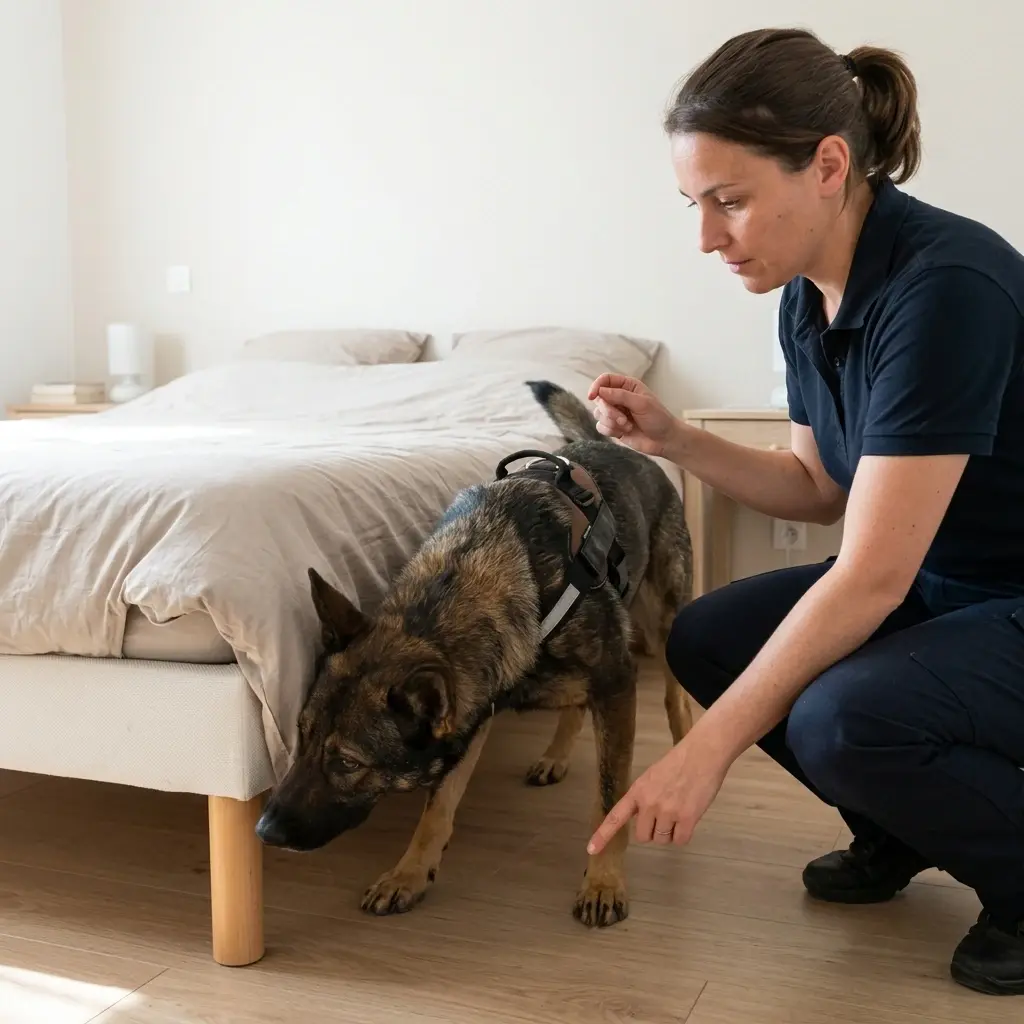 Comment se déroule la détection canine à Cerny ?
