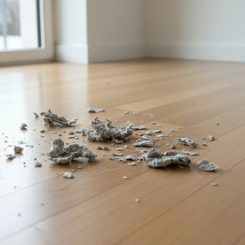 Des débris de papier gris