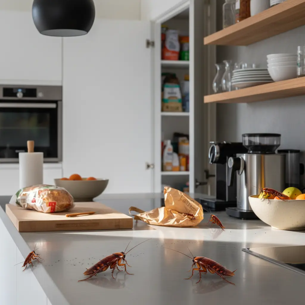 Insectes bruns rapides dans la cuisine