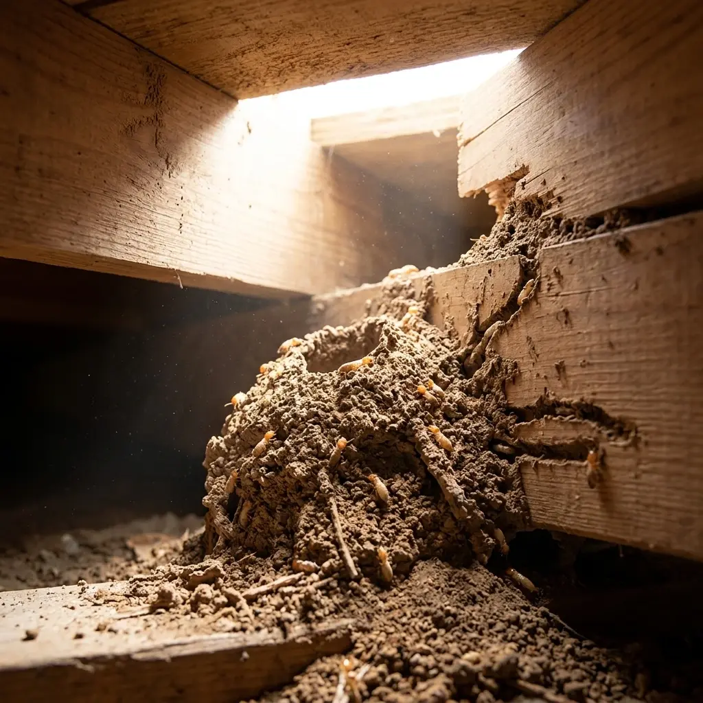 Situations courantes : bois rongé, tunnels de terre et poutres creuses